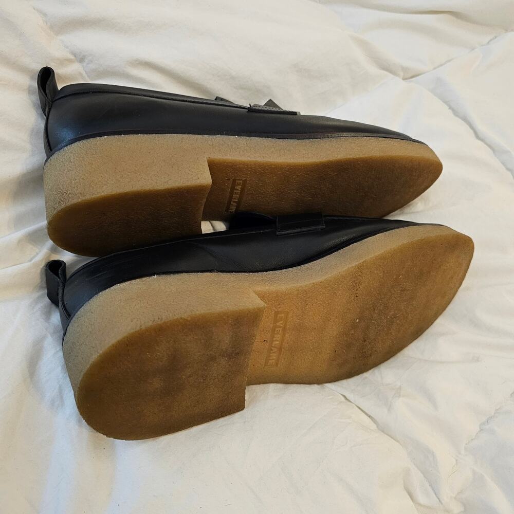 Everlane Black Leather Platform Loafers Crepe Sole Penny Loafers Women Size 11 - Picture 4 of 6